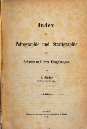 Index der Petrographie und Stratigraphie der Schweiz und ihrer Umgebungen