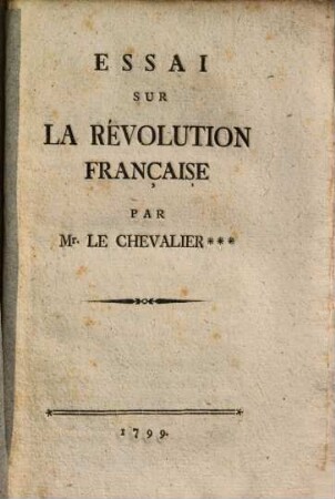 Essai Sur La Révolution Française