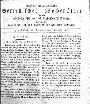410tes Stueck, 9. November 1816