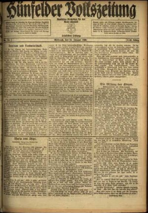 Ausgabe vom Mittwoch, den 21. Januar 1920.