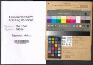 Entnazifizierung Heinz Taenzler , geb. 05.05.1907 (Kaufmann)