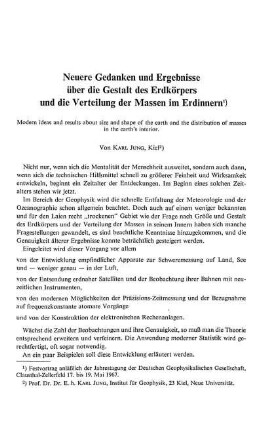 Neuere Gedanken und Ergebnisse über die Gestalt des Erdkörpers und die Verteilung der Massen im Erdinnern