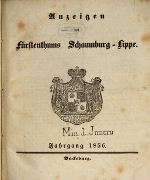 Anzeigen des Fürstenthums Schaumburg-Lippe. 1856, 1856