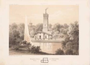 Dampfmaschinenhaus Siedlung Wilhelmshöhe, Berlin-Kreuzberg: Grundriss, Perspektivische Ansicht (aus: Architektonisches Skizzenbuch, H. 106/1, 1871)