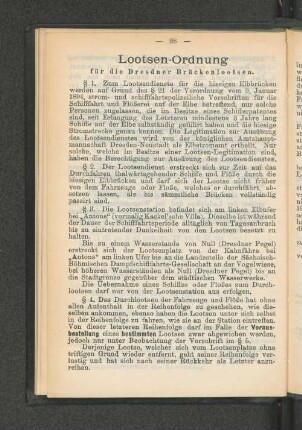 Lootsen-Ordnung für die Dresdener Brückenlootsen.