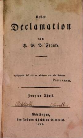 Ueber Declamation, 2