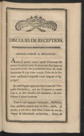 Discours De Reception