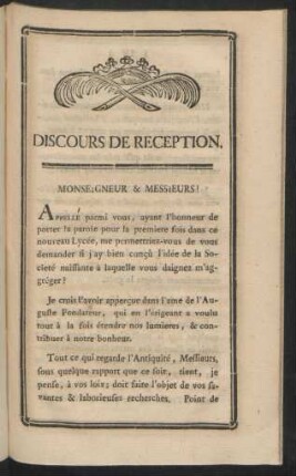 Discours De Reception