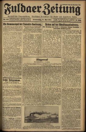 Erste Ausgabe vom Donnerstag, den 31. Mai 1934.