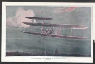 Tafel: Ein Flug Wilbur Wrights in der Abenddämmerung.