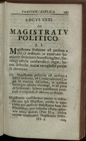 Locus XXXI. - De Magistratu Politico. - Locus XXXIII. De Resurrectione.