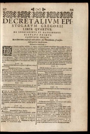 Decretalium Epistolarum Gregorii Liber Quartus.