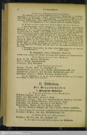 II. Abtheilung. Die Staatsbehörden