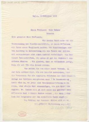 Brief an Otto Thümer : 20.11.1912