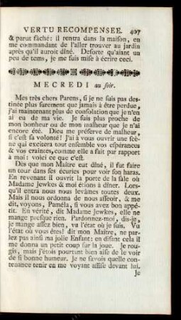 Mecredi au soir.
