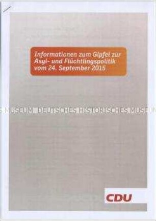 Dokumentation der CDU zu einem Treffen von Spitzenfunktionären zur Asyl- und Flüchtlingspolitik am 24. September 2015