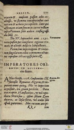 Caput I: Res gestas Imperatorum in Occidente & oriente