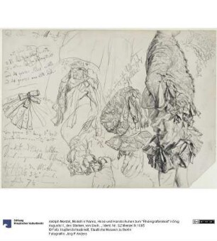 Modell in Wams, Hose und Handschuhen zum "Rheingrafenkleid" König Augusts II., des Starken, von Sachsen sowie Details, Historisches Museum, Dresden