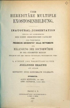 Über hereditäre multiple Exostosenbildung