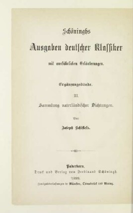 Sammlung vaterländischer Dichtungen : zur Belebung des Geschichtsunterrichtes und zur Feier vaterländischer Gedenktage