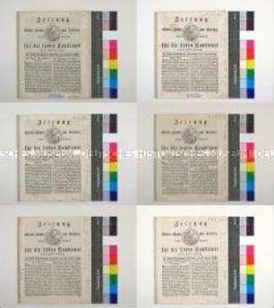 Zeitung für Städte, Flecken und Dörfer aus Braunschweig, sechs Ausgaben, Nr. 43-48, 3.-24.6.1829