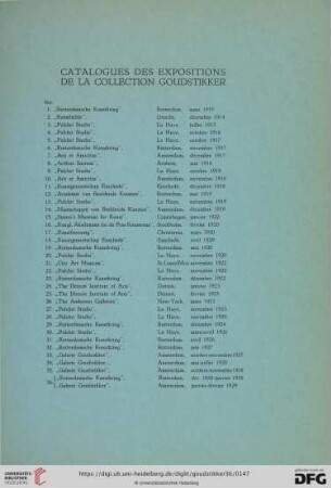 Catalogues des expositions de la collection Goudstikker