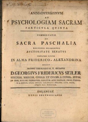Animadversionum ad phychologiam sacram particula ..., 5