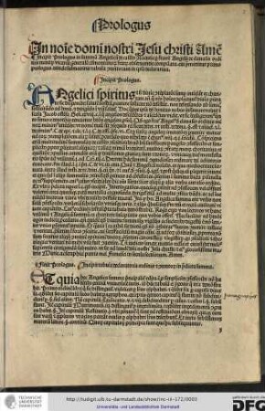 Incipit prologus in summam angelicam de casibus conscientie per fratrem Angelum de Clavasio ordinis Minorum vicarium generalem cismontanorum fratrum observantie compilata...
