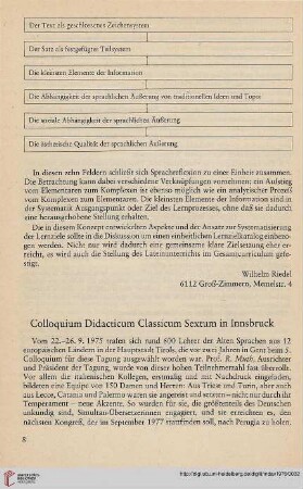 19: Colloquium Didacticum Classicum Sextum in Innsbruck