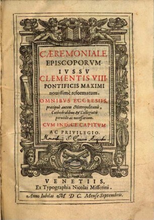 Ceremoniale Episcoporum jussu Clementis VIII. Pont. Max.
