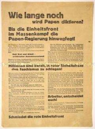 Antisozialdemokratischer programmatischer Wahlaufruf der Kommunisten an die Arbeiter Berlins zur Reichstagswahl