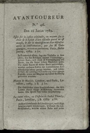 No. 46. Den 16. Junius 1789. - No. 50. Den 1. Julius 1789.