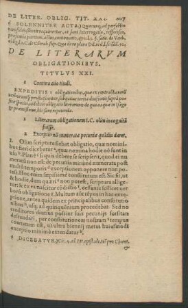 De Literarum Obligationibus Titulus XXI.