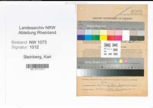 Entnazifizierung Karl Steinberg , geb. 24.08.1911 (Landessekretaer)