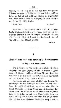 Hundert und drei und sechszigstes Sendschreiben an Lehrer und Lehrerinennen