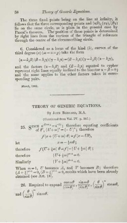 Theory of generic equations.