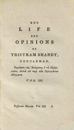 The Life And Opinions Of Tristam Shandy, Gentleman : Complete in nine Volumes, 3/4