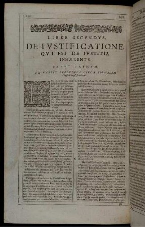 Liber Secundus, De Iustificatione, Qui Est De Iustitia Inhærente.