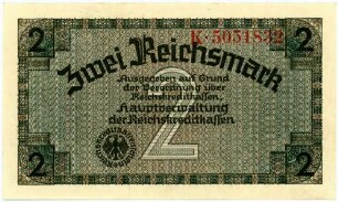 Geldschein, 2 Reichsmark, 1939 - 1944