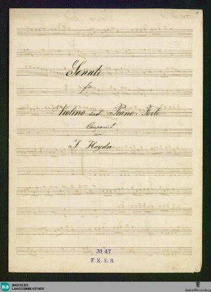 Sonatas - Don Mus.Ms. 2452 : vl, pf; C; Hob XVI:15