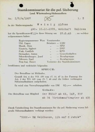 Weinig, Alfons