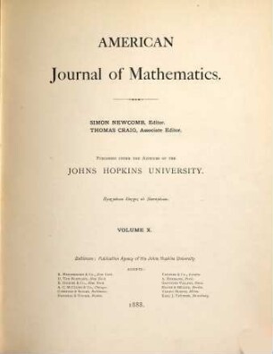 American journal of mathematics. 10. 1888