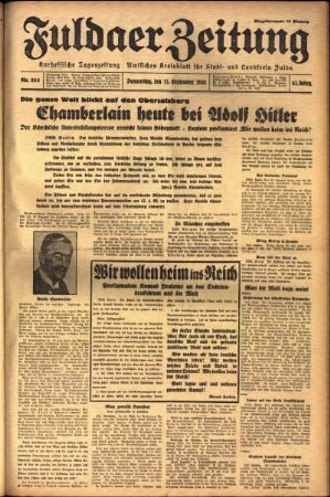Ausgabe vom Donnerstag, den 15. September 1938.