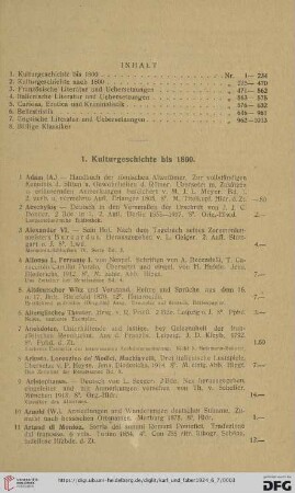 1. Kulturgeschichte bis 1800 (Nr.1-234)