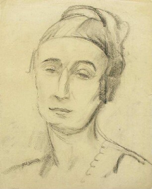 Dame mit halbgeschlossenen Augen (en face)