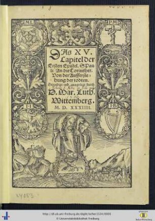 DAs XV. Capitel der Ersten Epistel. S Pauli An die Corinther. Von der Aufferste=hung der todten.