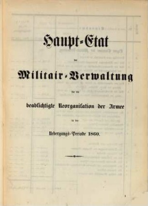 Staatshaushaltsplan : für d. Rechnungsjahr .... 1860,[a]