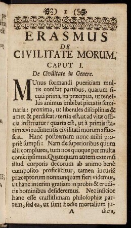 1-11, Caput I. De Civilitate in Genere. - Caput II. De Oculis.