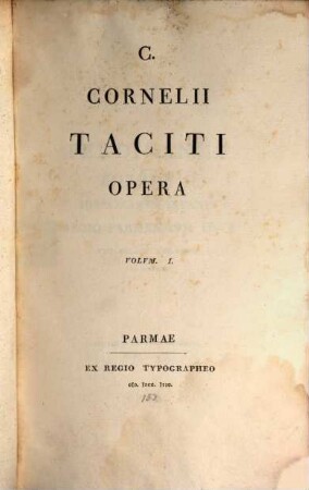 C. Cornelii Taciti Opera, 1