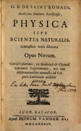 Physica, sive scientia naturalis